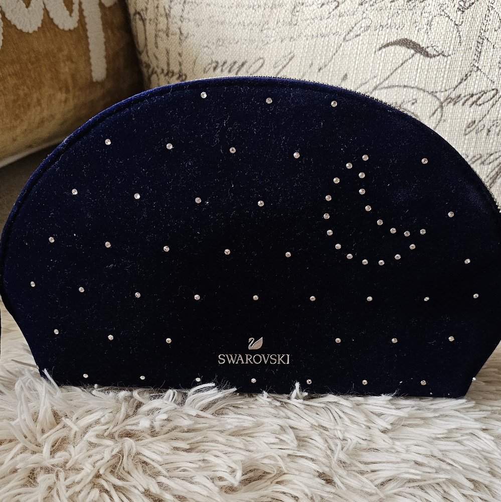 Swarovski Deep Blue Velvet Make up Bag